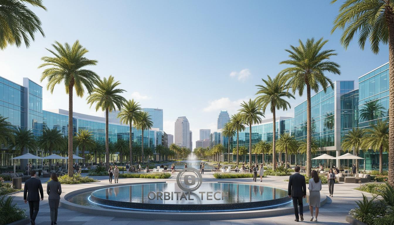 Central Florida skyline at sunset overlooking the business district